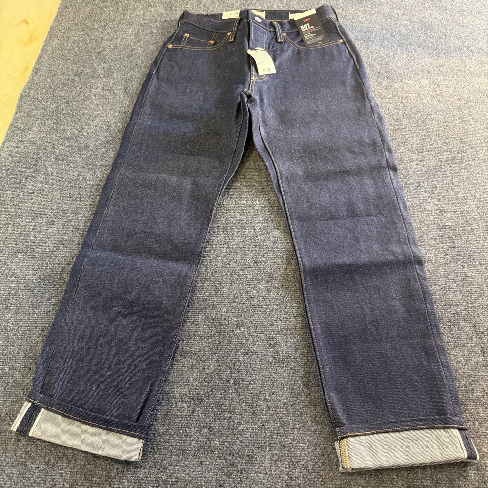 Levis 501 Selvedge Jeans W26 L28 NWT Raw Denim Blank Tab Womens Dark Wash
